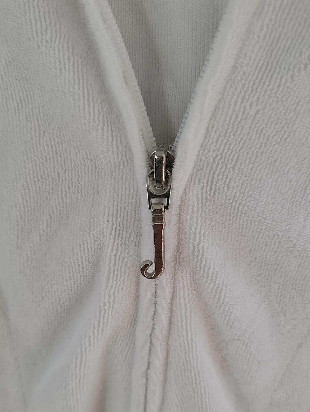 Juicy Couture White Short-Sleeve Terry Cloth Zip Hoodie Vintage 90's Sz L - Picture 3 of 9